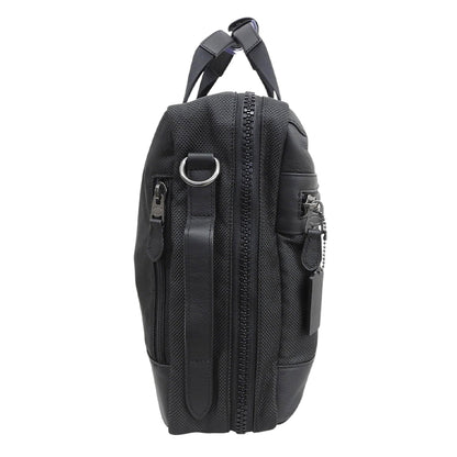 COACH コーチ 新品同様 ナイロンキャンバス×レザー 2WAY ビジネスバッグ ブリーフケース メンズ ブラック×チャコールグレー F59944 ビジネスバッグ ブリーフケース