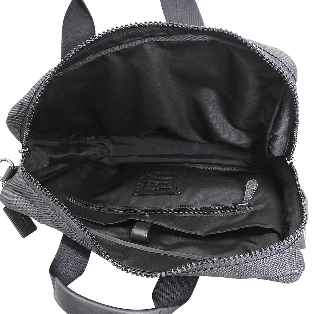 COACH コーチ 新品同様 ナイロンキャンバス×レザー 2WAY ビジネスバッグ ブリーフケース メンズ ブラック×チャコールグレー F59944 ビジネスバッグ ブリーフケース