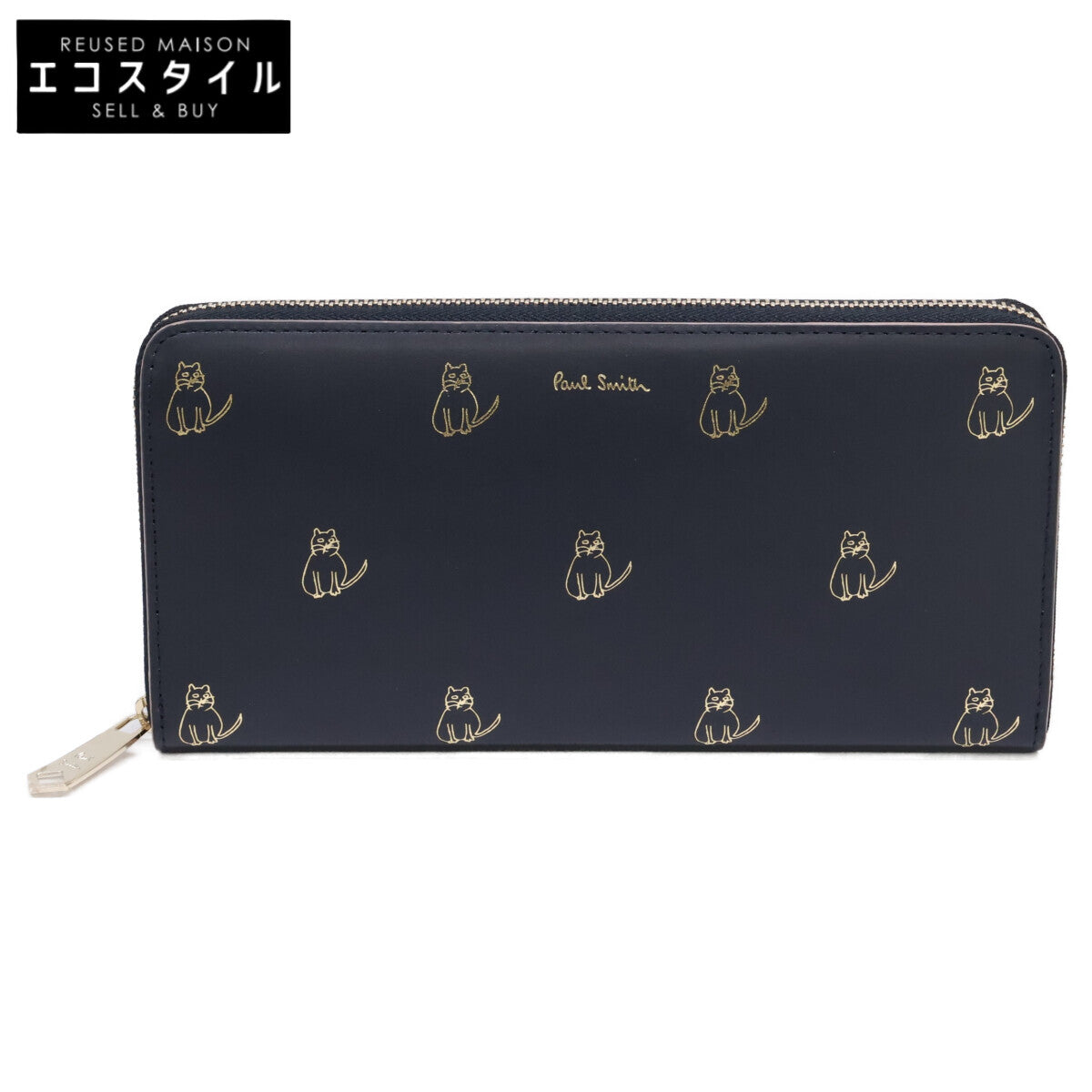 PaulSmith ポールスミス 【新品同様】BPW006 キャットドゥードゥル ラウンドファスナー 長財布 長財布（小銭入れあり）