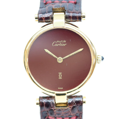 Cartier カルティエ 925 ガーネットダイアル ボルドー文字盤 マストヴァンドームSM ヴェルメイユ QZ 時計 腕時計