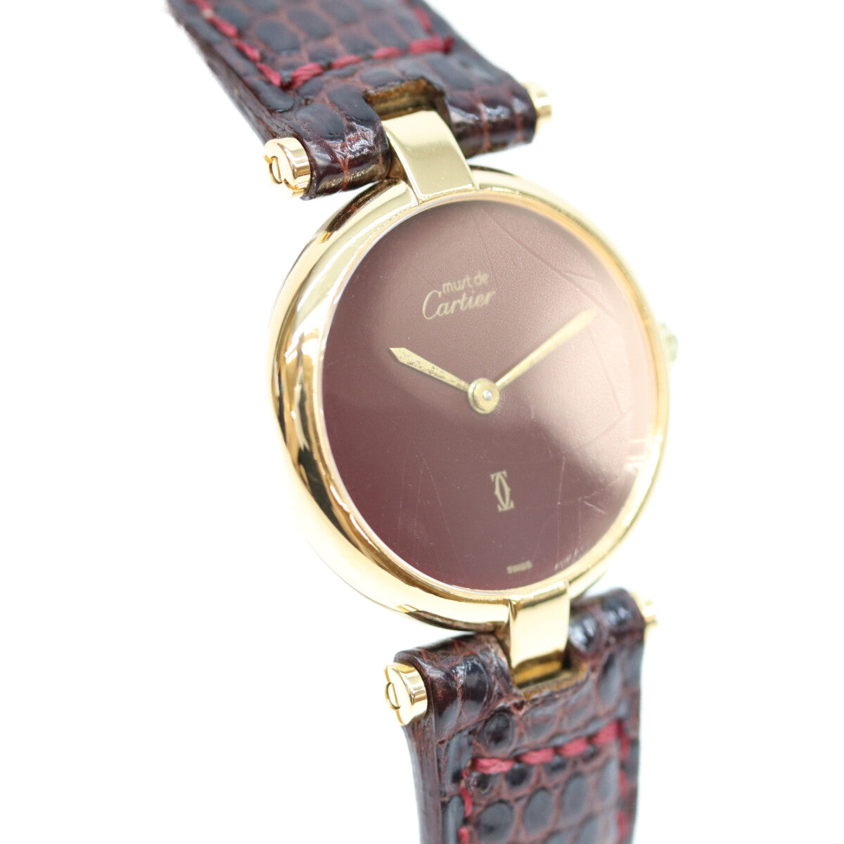 Cartier カルティエ 925 ガーネットダイアル ボルドー文字盤 マストヴァンドームSM ヴェルメイユ QZ 時計 腕時計