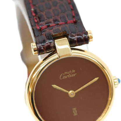 Cartier カルティエ 925 ガーネットダイアル ボルドー文字盤 マストヴァンドームSM ヴェルメイユ QZ 時計 腕時計