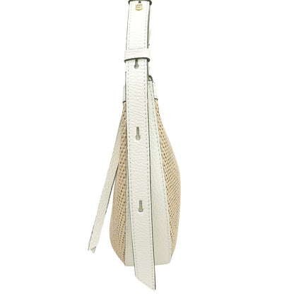ANAYI アナイ 美品 ハーフムーン コンビ ハンドバッグ ショルダーバッグ レディース ベージュ×ホワイト ショルダーバッグ