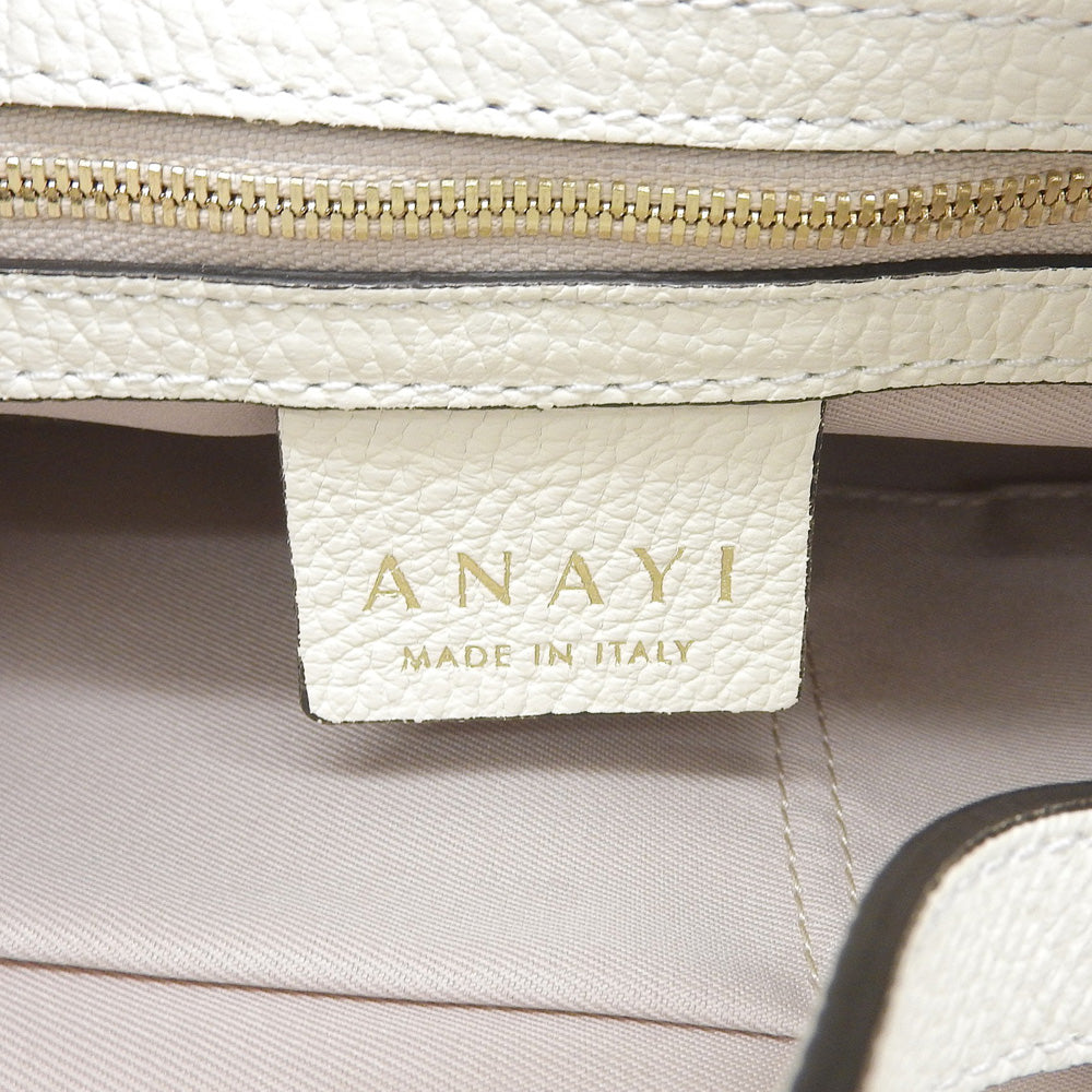 ANAYI アナイ 美品 ハーフムーン コンビ ハンドバッグ ショルダーバッグ レディース ベージュ×ホワイト ショルダーバッグ