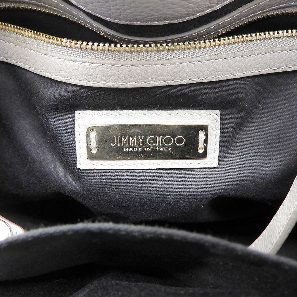 JIMMY CHOO ジミーチュウ 美品 ピムリコ レザーバッグ トートバッグ レディース グレージュ トートバッグ