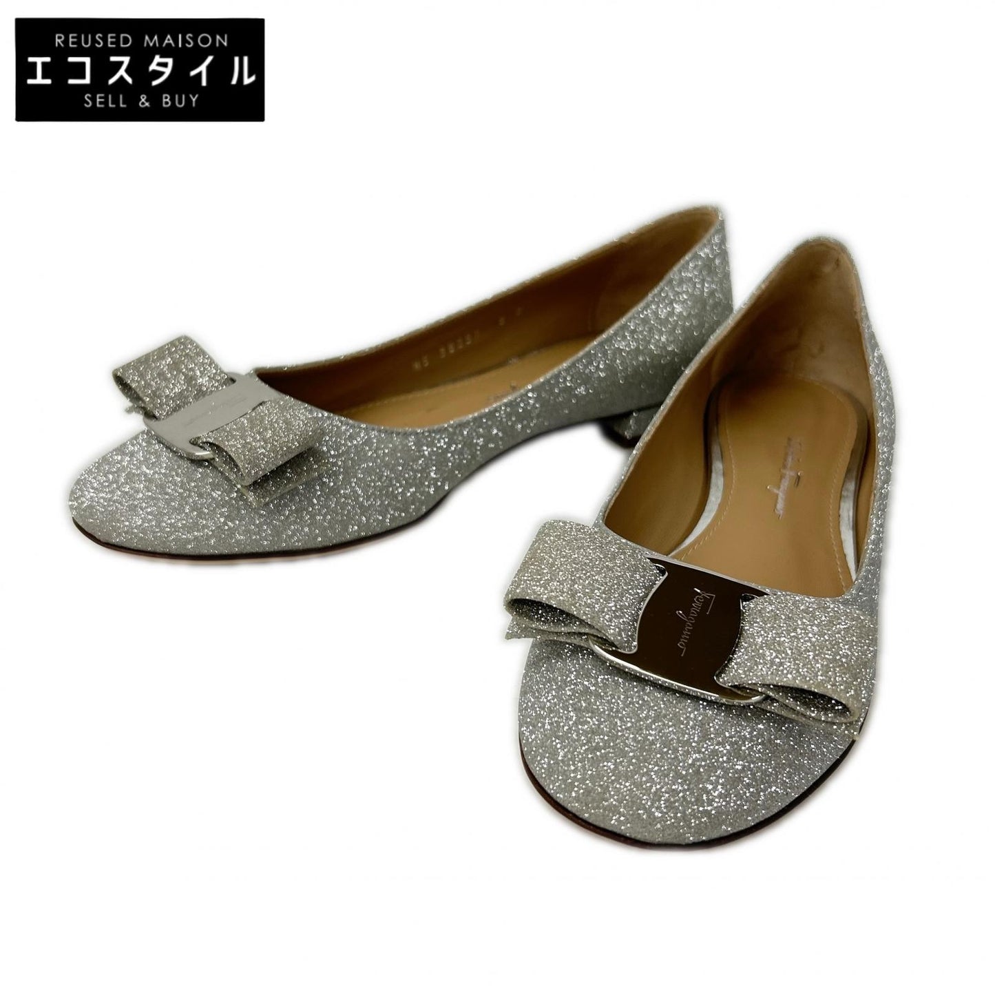 Salvatore Ferragamo サルヴァトーレフェラガモ 38251 ラメグリッターヴァラリボン パンプス シューズ