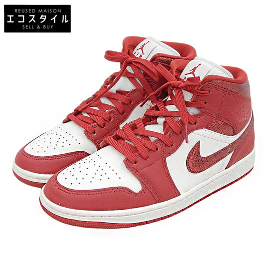 NIKE ナイキ 未使用 エアジョーダン1 ミッド SE シューズ レディース レッド×ホワイト 28.5cm HJ9337-106 シューズ