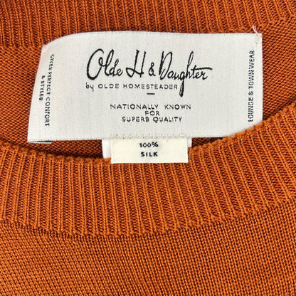 Olde H & Daughter オールドエイチアンドドーター ライトブラウン シルク クルーネック ニット トップス