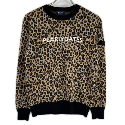 PEARLY GATES パーリーゲイツ ブラウン カシミア レオパード ニット トップス
