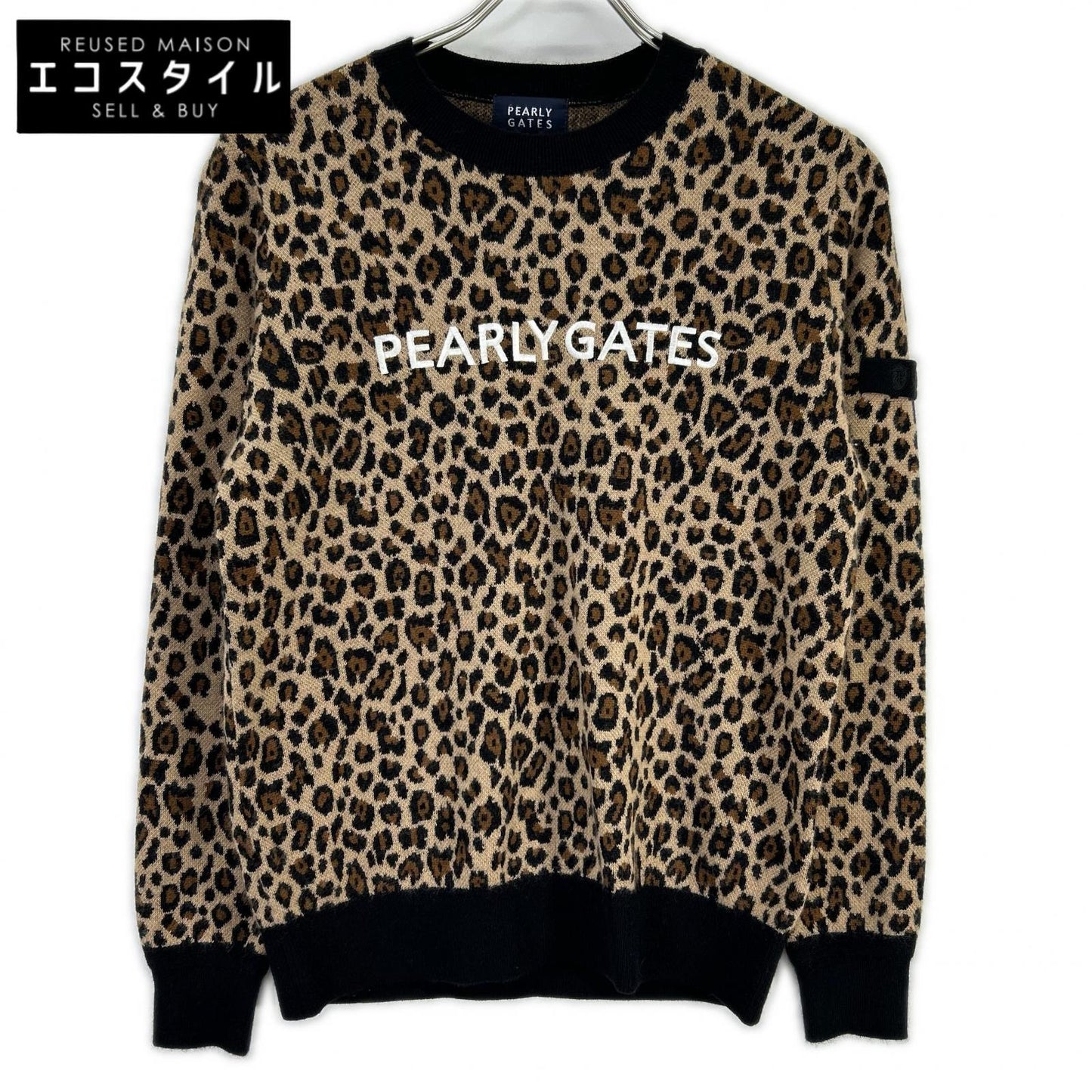 PEARLY GATES パーリーゲイツ ブラウン カシミア レオパード ニット トップス