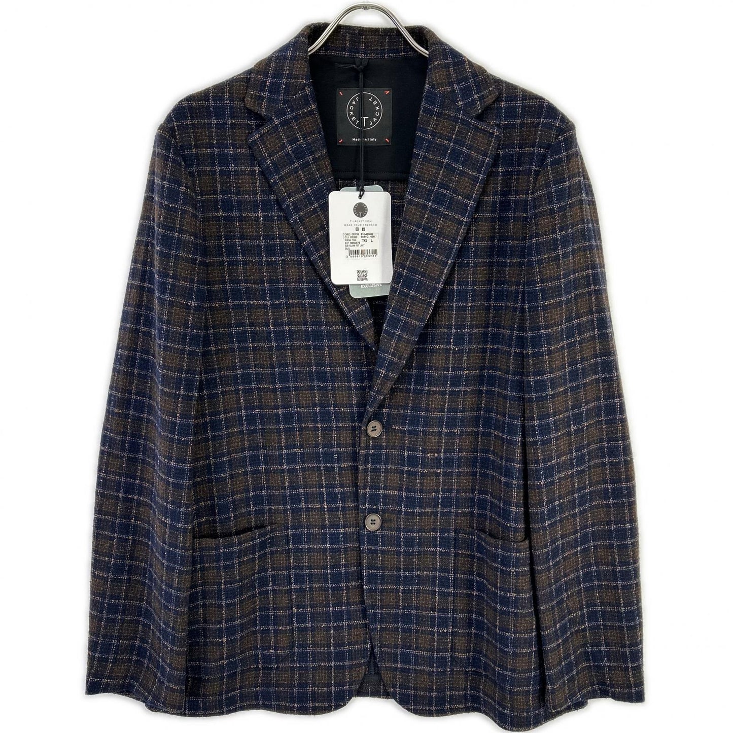 T-JACKET ティージャケット Brown Bottoli Check Pattern Stretch 2B Jacket Jacket