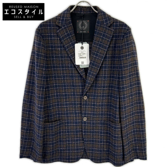 T-JACKET ティージャケット ブラウン Bottoli社製 チェック柄 ストレッチ2Bジャケット ジャケット