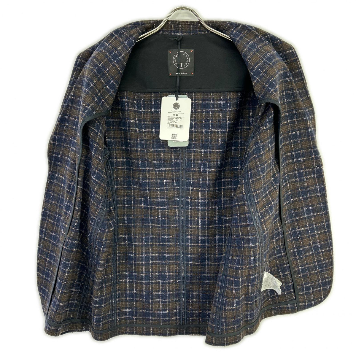 T-JACKET ティージャケット Brown Bottoli Check Pattern Stretch 2B Jacket Jacket