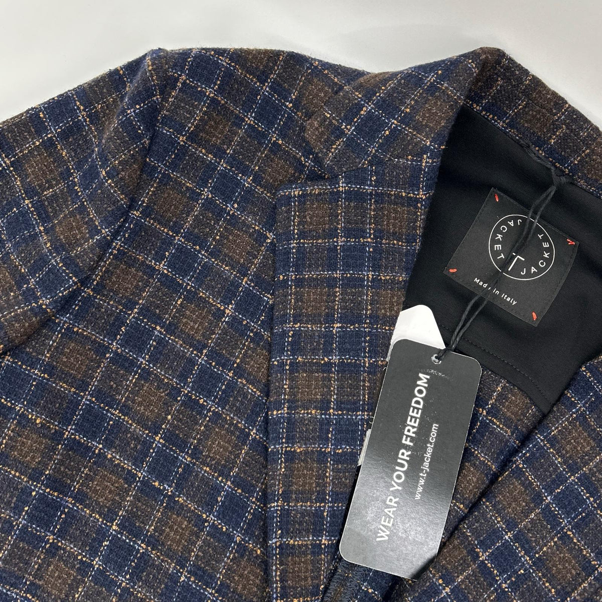 T-JACKET ティージャケット Brown Bottoli Check Pattern Stretch 2B Jacket Jacket