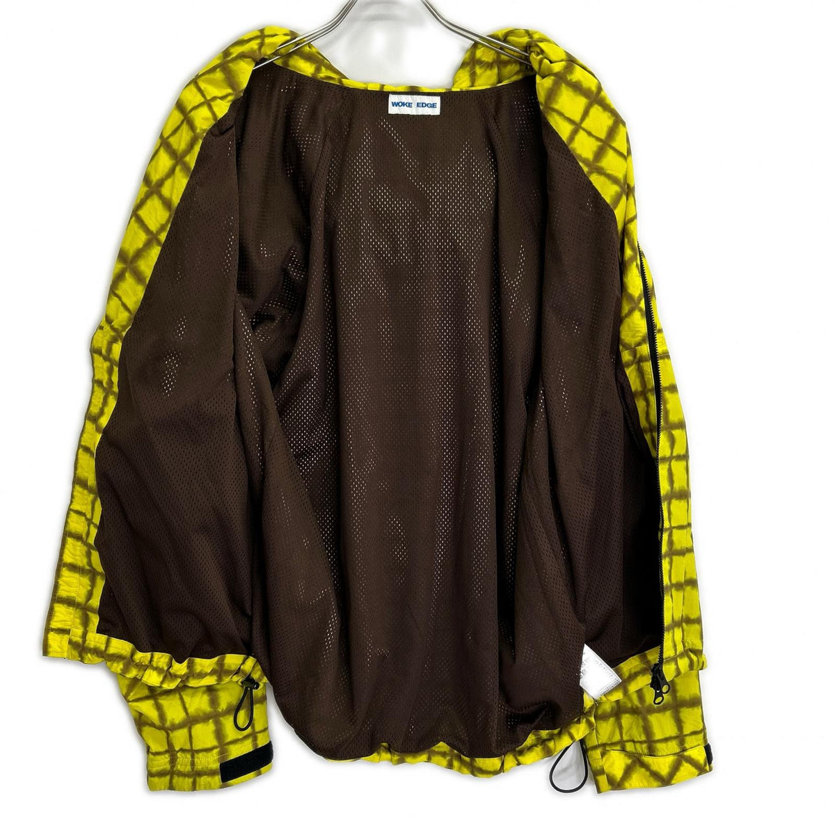 WOKE EDGE yellow tie-dye check parka, jacket