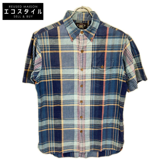 RRL ダブルアールエル ブルー系 チェック コットン100 S/S ボタンダウンシャツ トップス