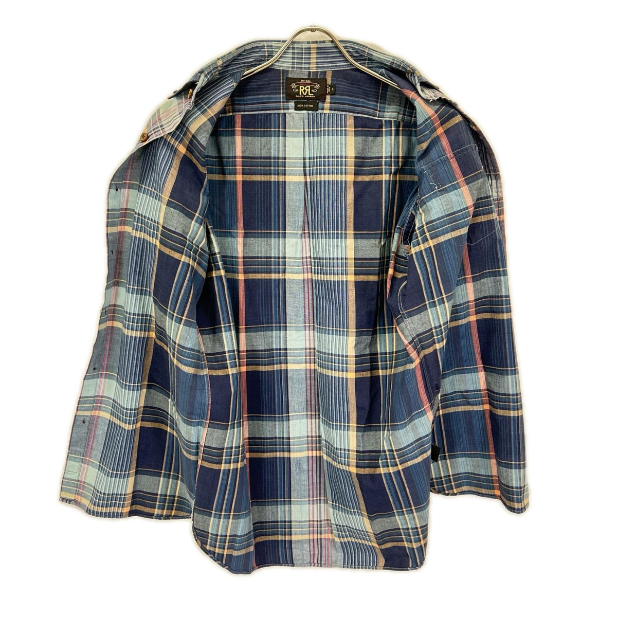 RRL ダブルアールエル ブルー系 チェック コットン100 S/S ボタンダウンシャツ トップス