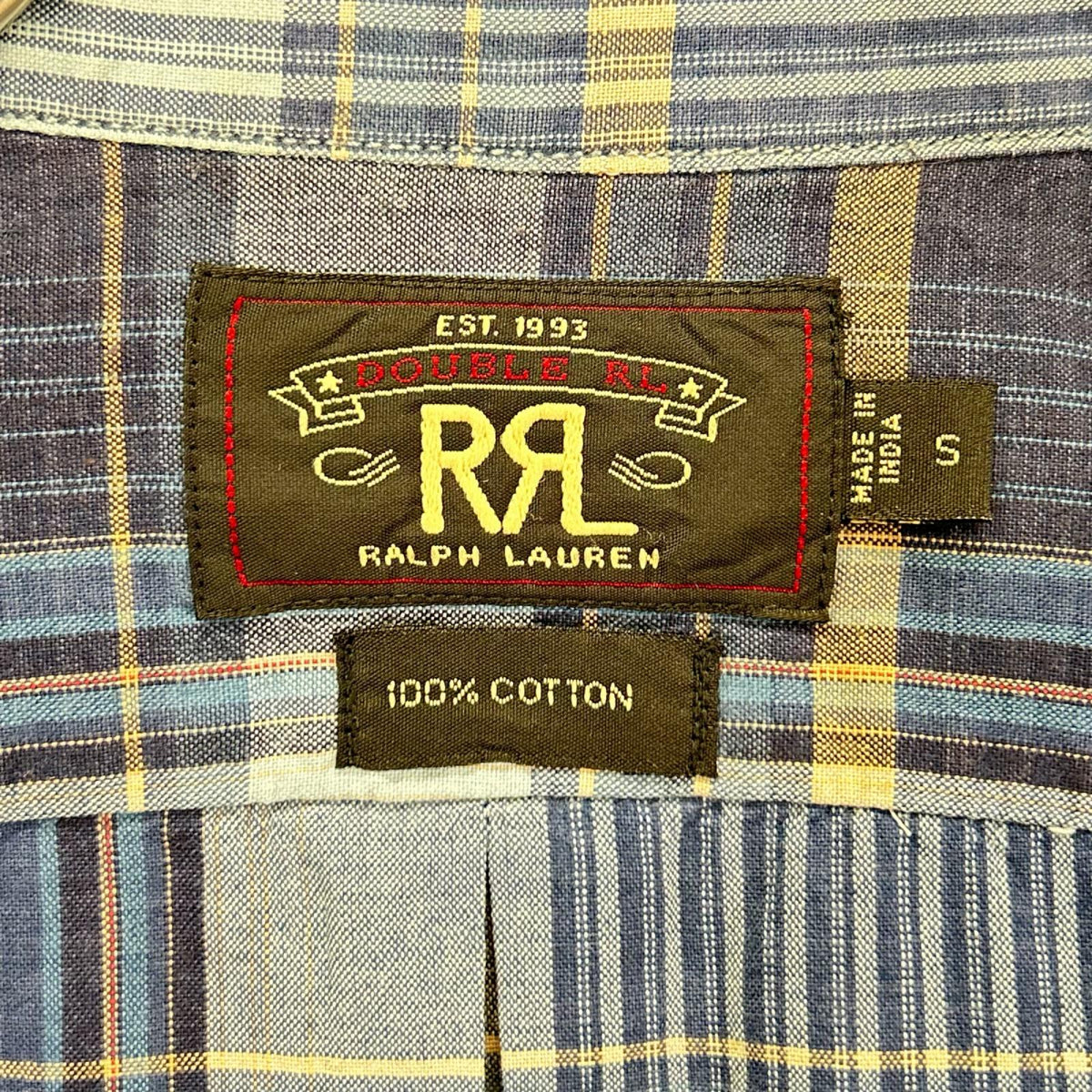 RRL ダブルアールエル ブルー系 チェック コットン100 S/S ボタンダウンシャツ トップス