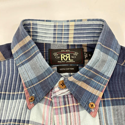 RRL ダブルアールエル ブルー系 チェック コットン100 S/S ボタンダウンシャツ トップス