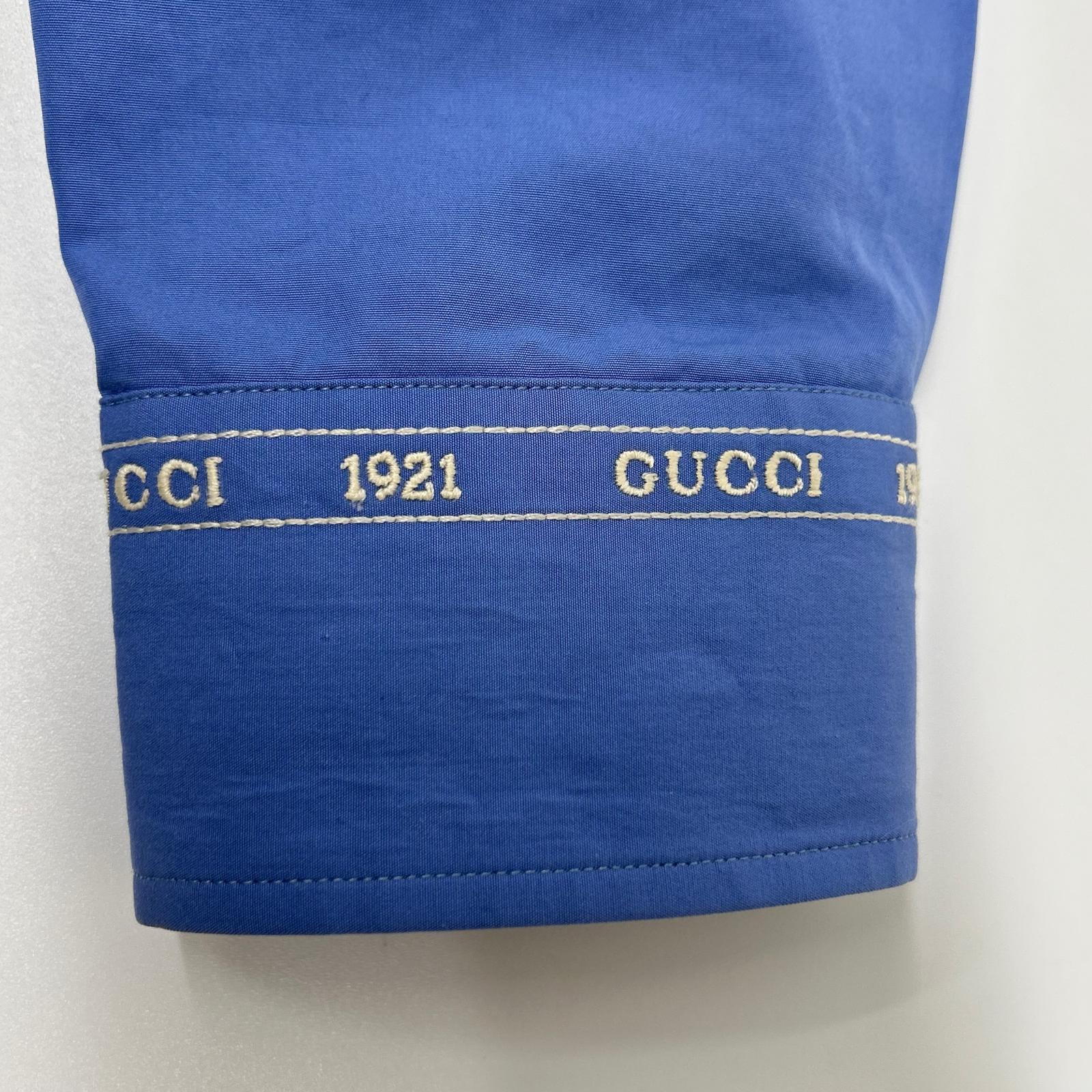 GUCCI グッチ 782738 ブルー 袖口ロゴ 長袖 シャツ トップス