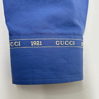 GUCCI グッチ 782738 ブルー 袖口ロゴ 長袖 シャツ トップス