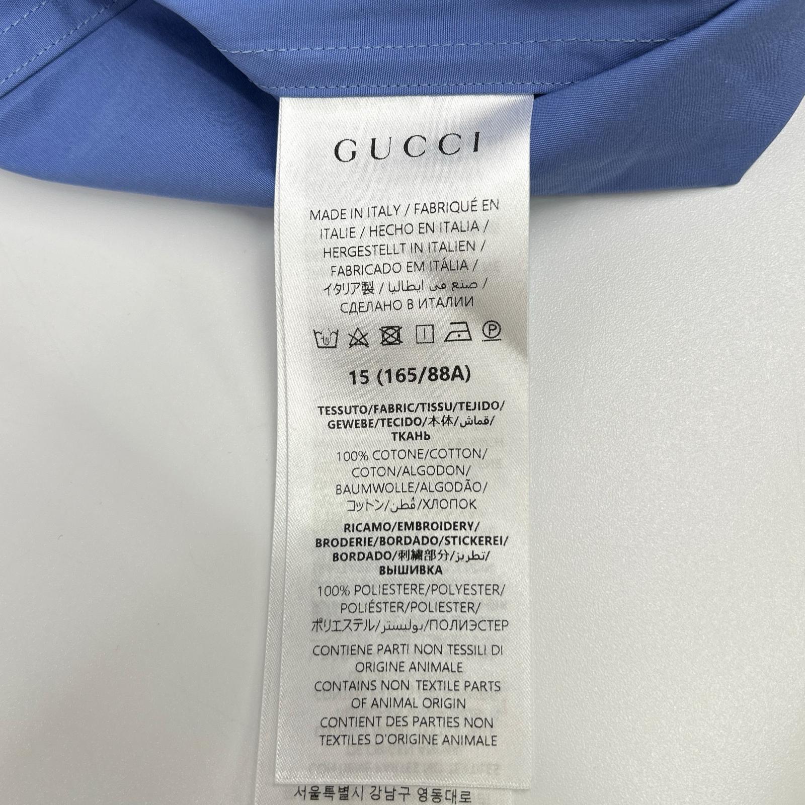 GUCCI グッチ 782738 ブルー 袖口ロゴ 長袖 シャツ トップス