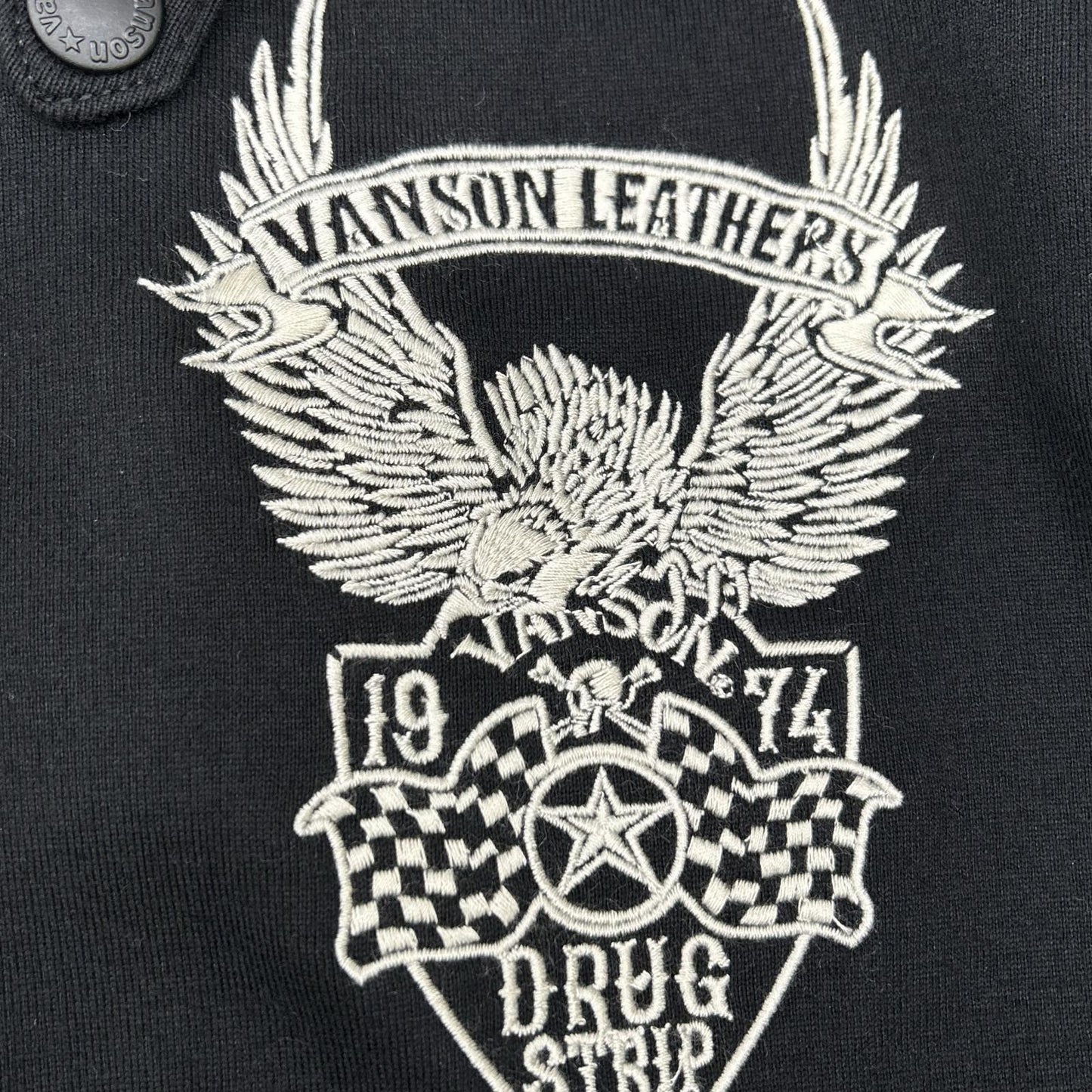 VANSON バンソン ブラックカモ イーグル×スカル刺繍 スウェットスタジャン ジャケット