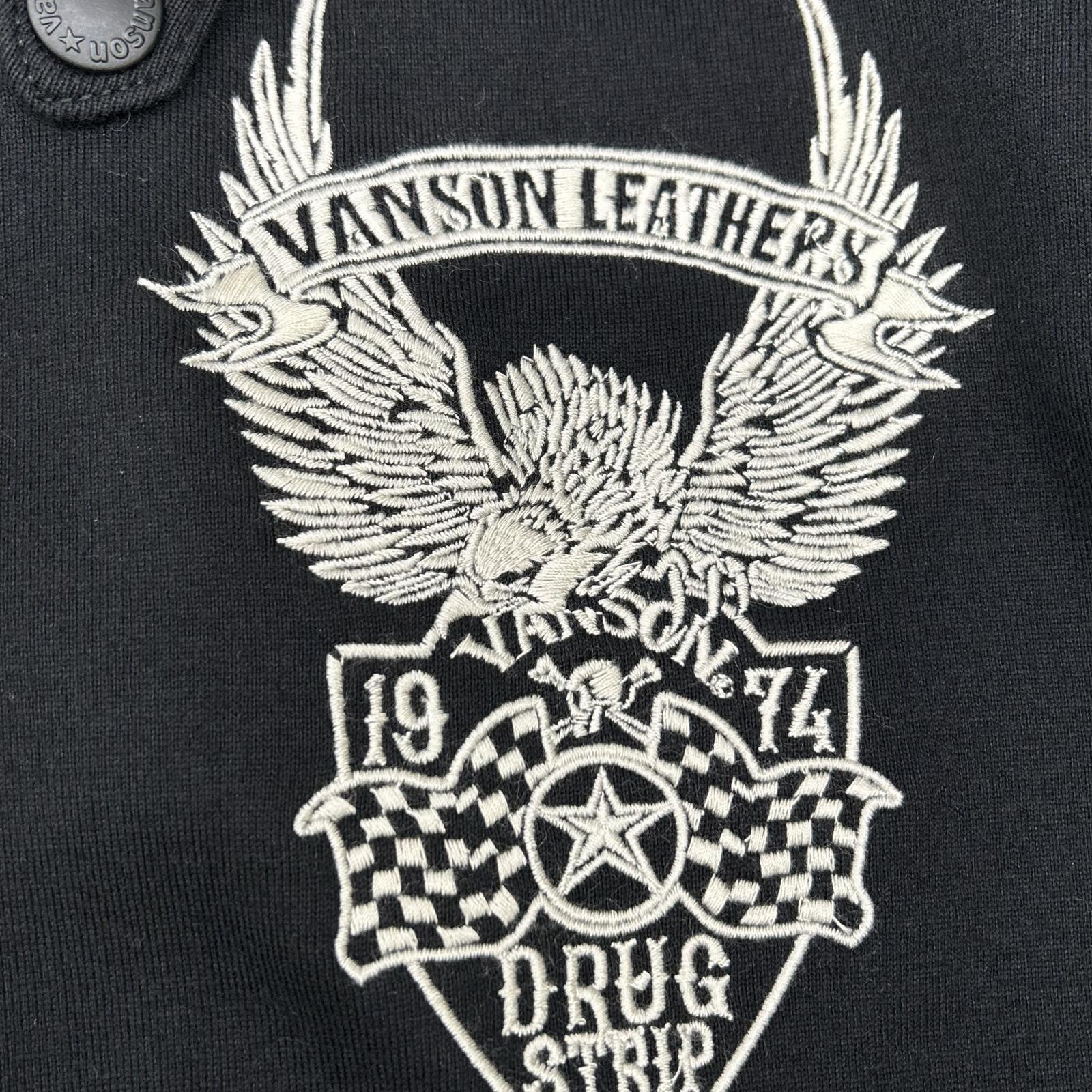 VANSON バンソン ブラックカモ イーグル×スカル刺繍 スウェットスタジャン ジャケット