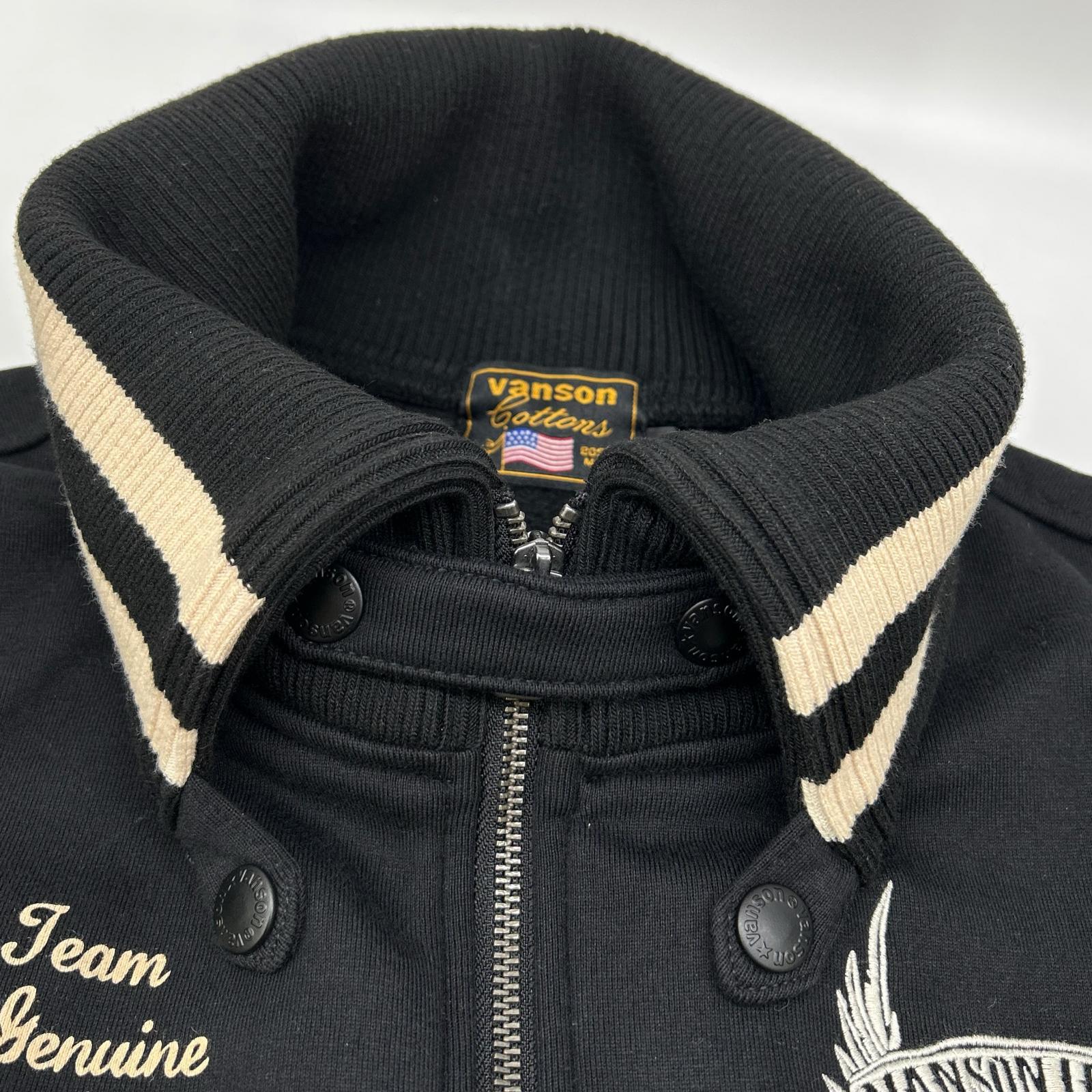VANSON バンソン ブラックカモ イーグル×スカル刺繍 スウェットスタジャン ジャケット