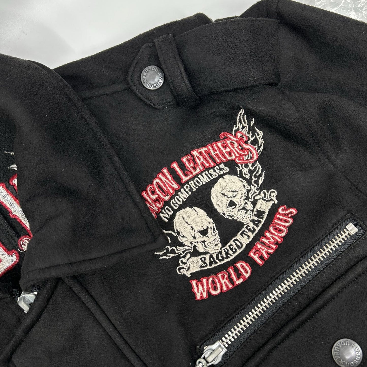VANSON バンソン ブラック イーグル×スカル刺繍 スエードジャケット ジャケット
