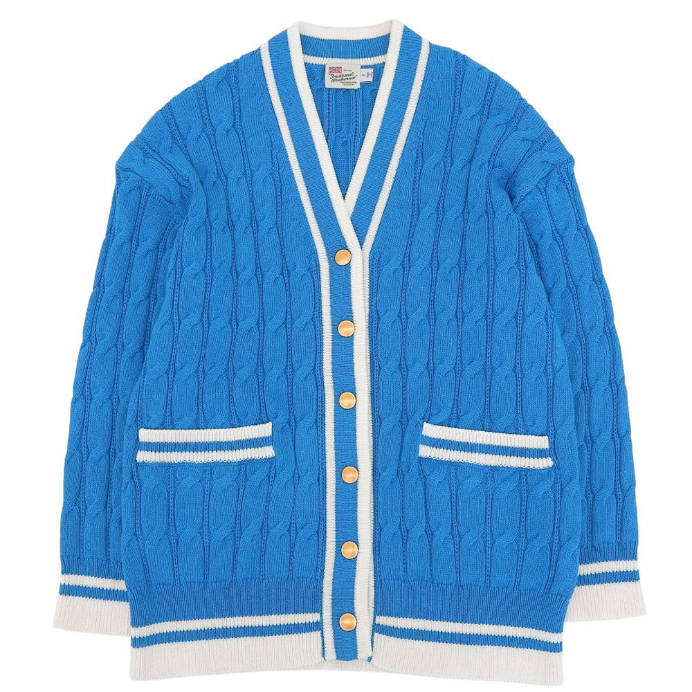TRADITIONAL WEATHERWEAR トラディショナルウェザーウェア ニットカーディガン トップス レディース ブルー×ホワイト S トップス