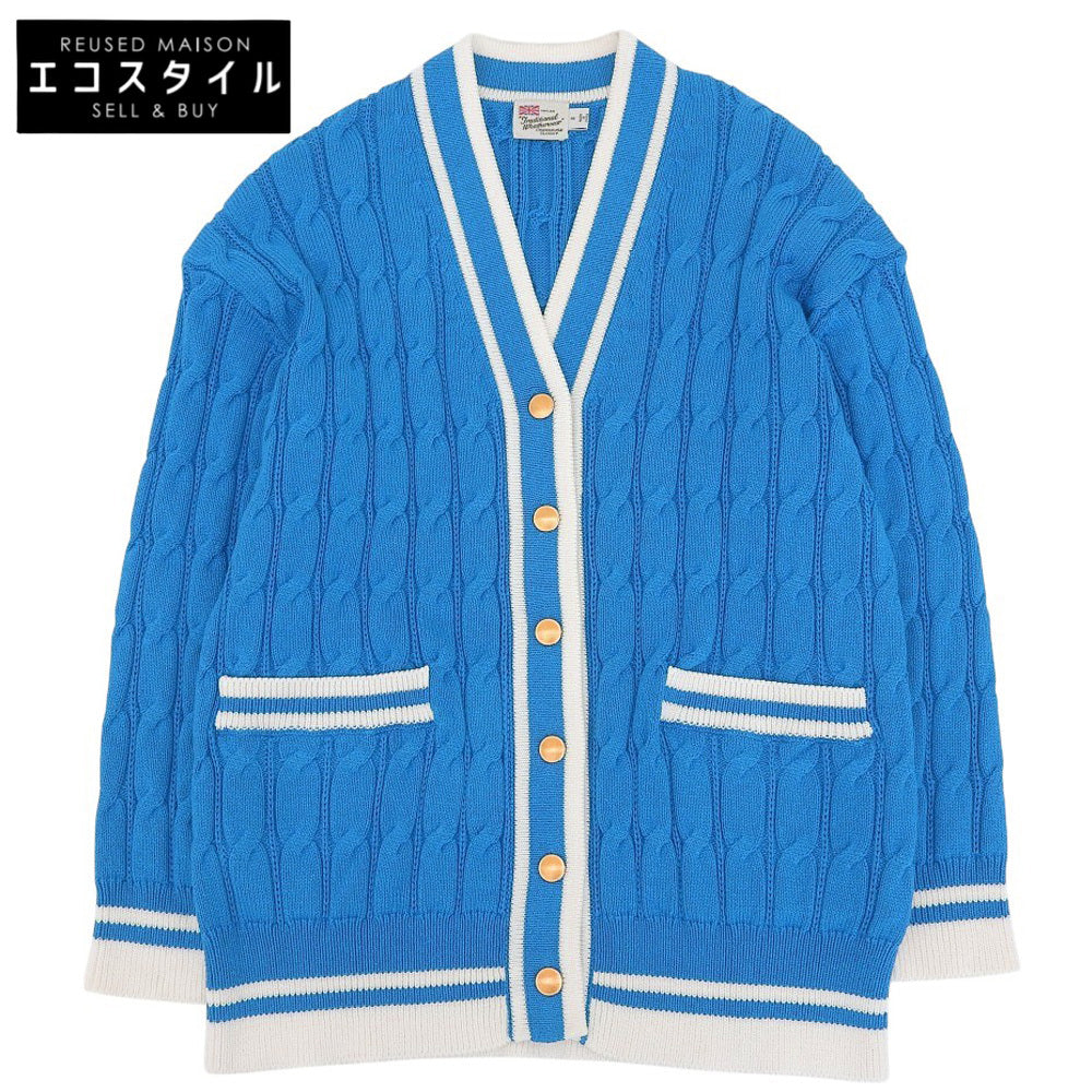 TRADITIONAL WEATHERWEAR トラディショナルウェザーウェア ニットカーディガン トップス レディース ブルー×ホワイト S トップス