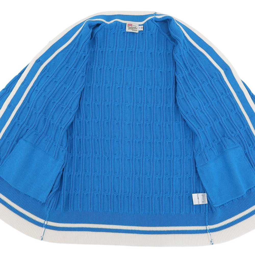 TRADITIONAL WEATHERWEAR トラディショナルウェザーウェア ニットカーディガン トップス レディース ブルー×ホワイト S トップス