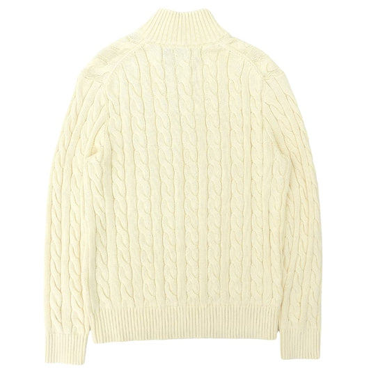 POLObyRalphLauren ポロラルフローレン 美品 ケーブルニット ハーフジッププルオーバー トップス メンズ アイボリー M トップス