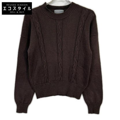 MargaretHowell マーガレットハウエル ブラウン リネン×コットン ケーブルニットトップス トップス