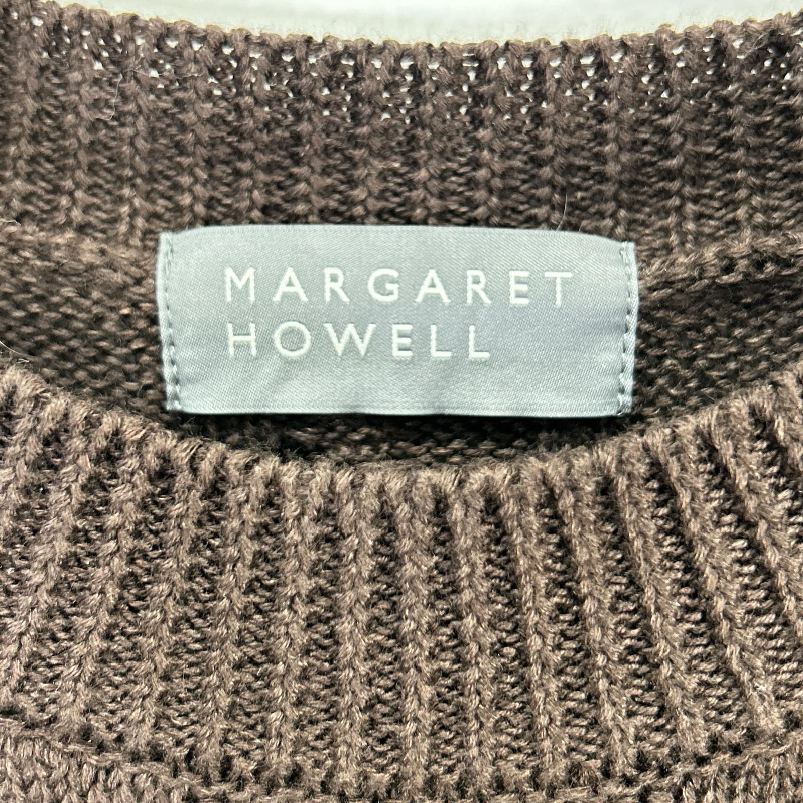 MargaretHowell マーガレットハウエル ブラウン リネン×コットン ケーブルニットトップス トップス