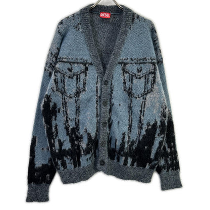 DIESEL ディーゼル ブルー×グレー K-PETALO モヘアニットカーディガン トップス