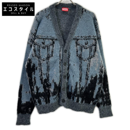 DIESEL ディーゼル ブルー×グレー K-PETALO モヘアニットカーディガン トップス
