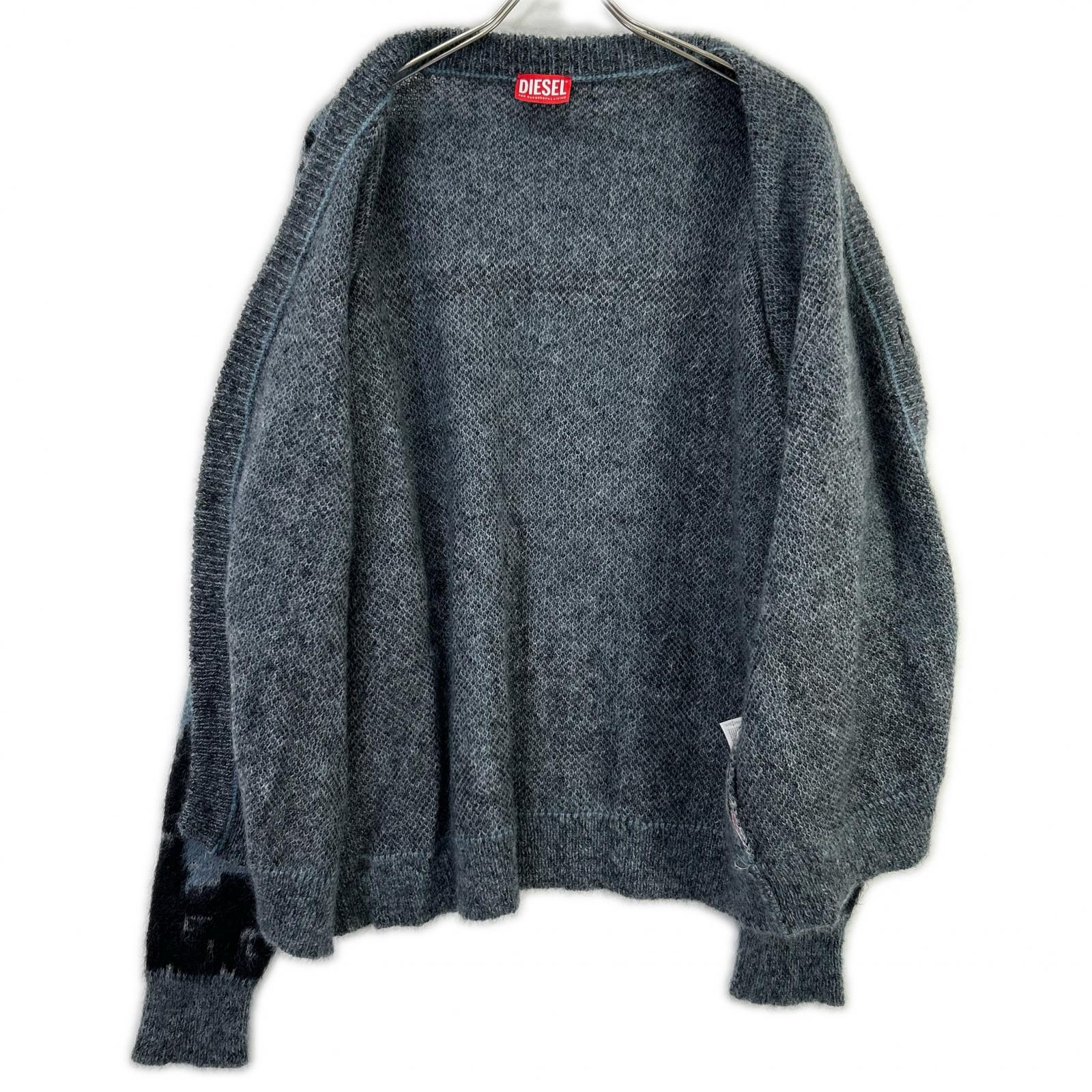DIESEL ディーゼル ブルー×グレー K-PETALO モヘアニットカーディガン トップス