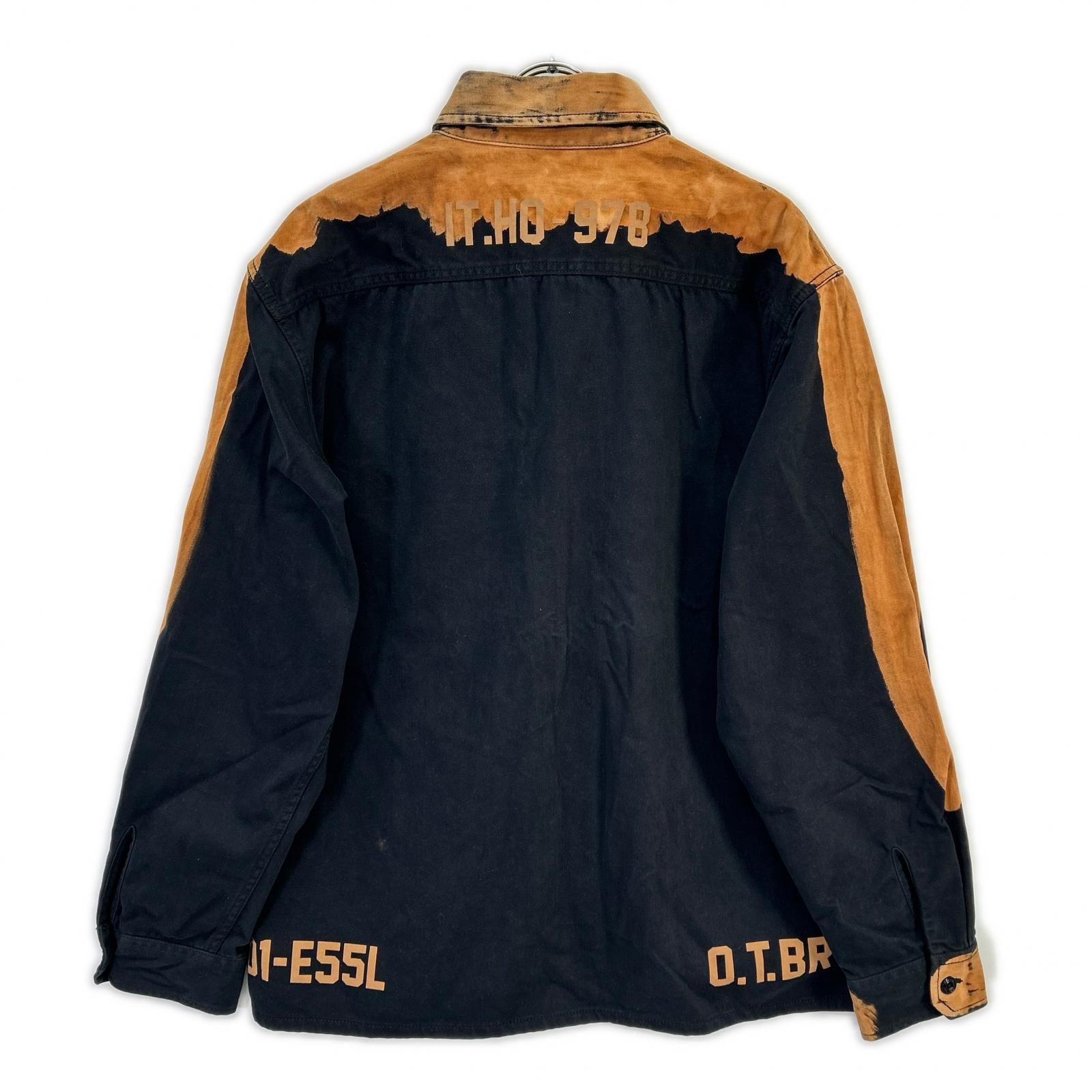 DIESEL ディーゼル A01818 ブラック×ブラウン S-BUNNELL ミリタリー L/S シャツ トップス
