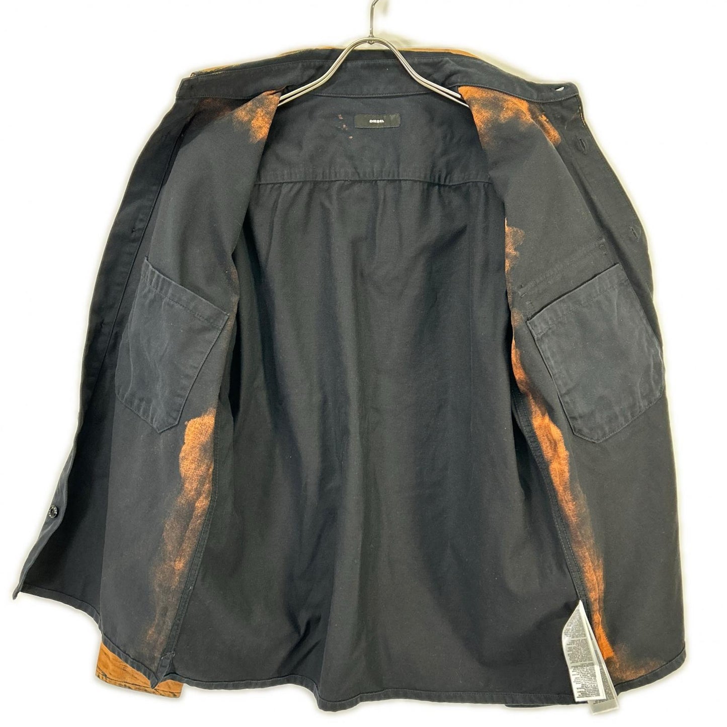 DIESEL ディーゼル A01818 ブラック×ブラウン S-BUNNELL ミリタリー L/S シャツ トップス