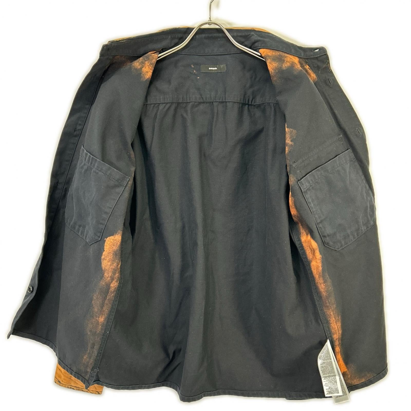 DIESEL ディーゼル A01818 ブラック×ブラウン S-BUNNELL ミリタリー L/S シャツ トップス