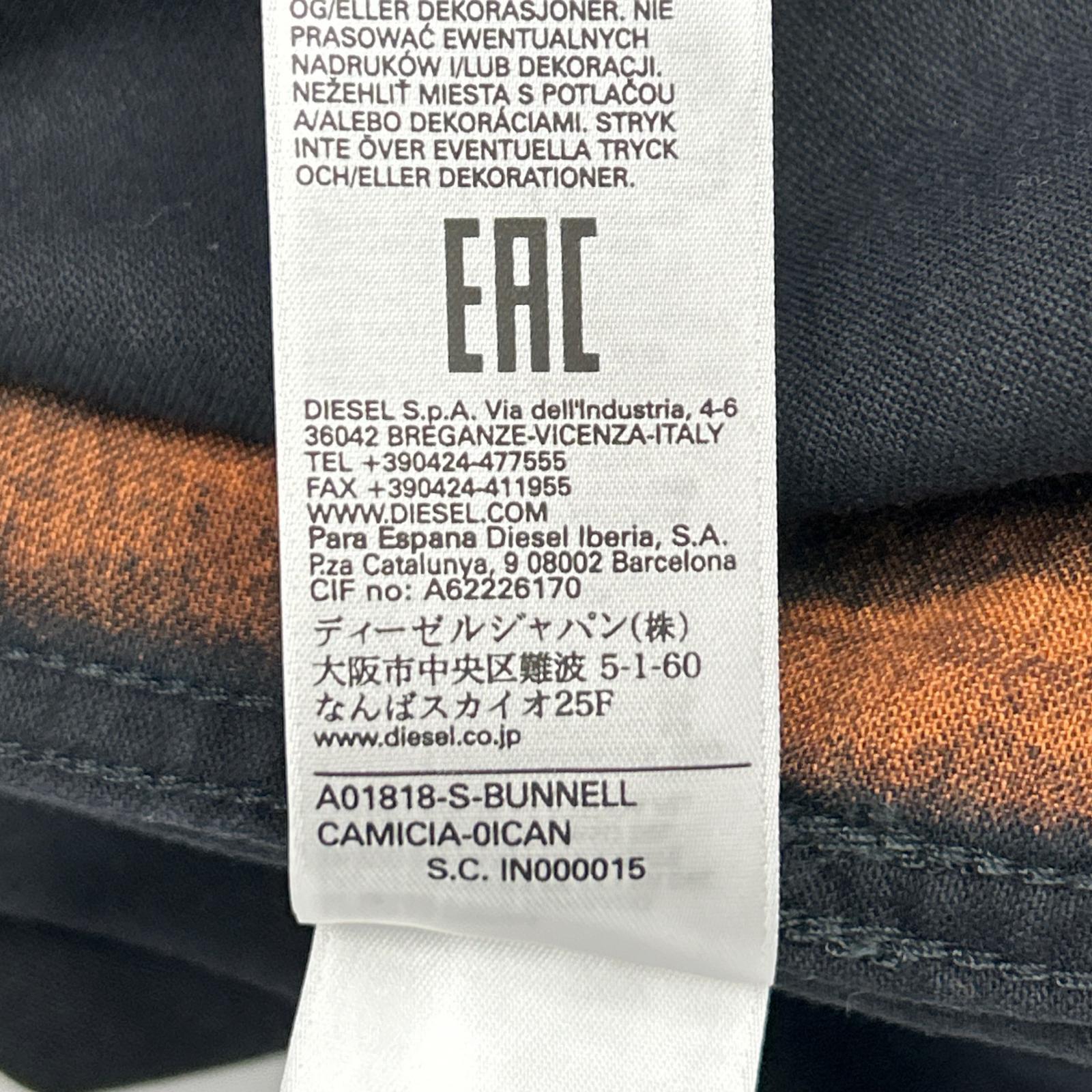 DIESEL ディーゼル A01818 ブラック×ブラウン S-BUNNELL ミリタリー L/S シャツ トップス