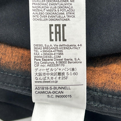 DIESEL ディーゼル A01818 ブラック×ブラウン S-BUNNELL ミリタリー L/S シャツ トップス