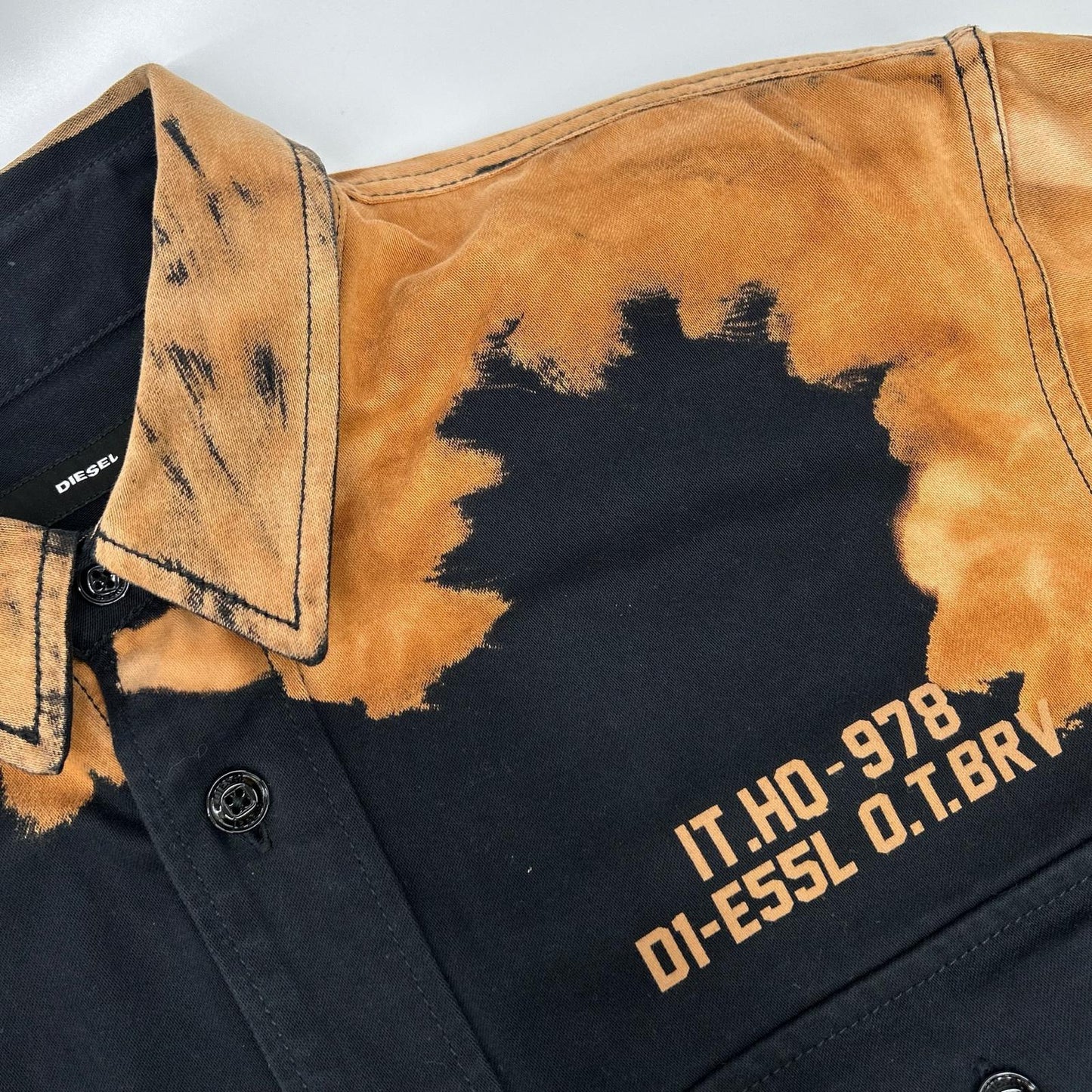 DIESEL ディーゼル A01818 ブラック×ブラウン S-BUNNELL ミリタリー L/S シャツ トップス