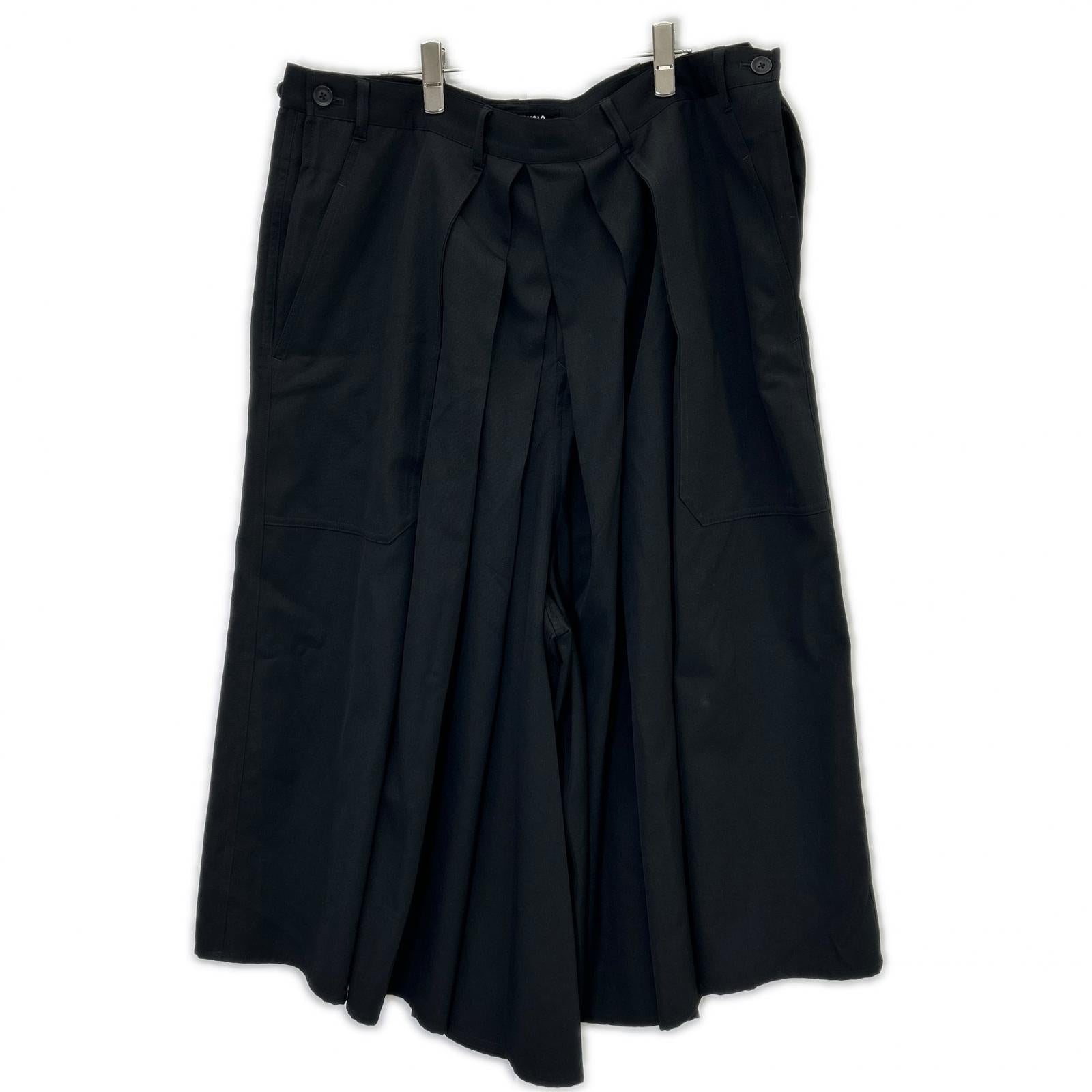 Yohji Yamamoto POUR HOMME ヨウジヤマモトプールオム HL-P08-100 ブラック WOOL GABARDINE HAKAMA PANTS ボトムス