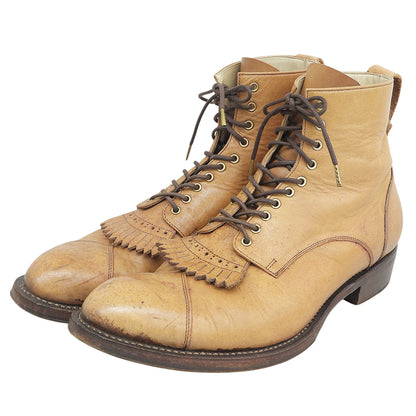 FOOT THE COACHER Fringe Lace-Up Boots Shoes Men's Camel 8 Shoes