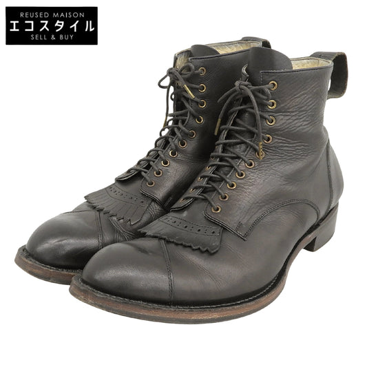 FOOT THE COACHER フットザコーチャー フリンジ レースアップブーツ シューズ メンズ 黒 ブラック 8 1/2 シューズ