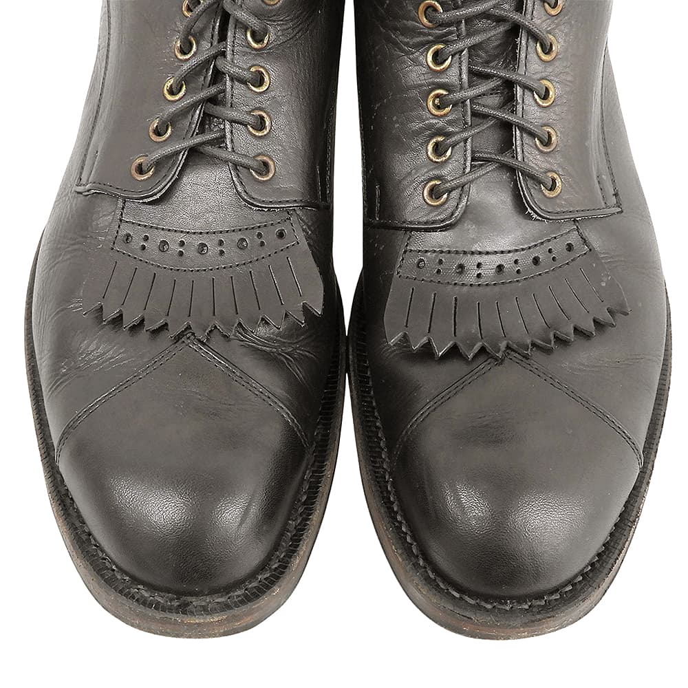 FOOT THE COACHER Fringe Lace-Up Boots Shoes Men's Black 8 1/2 Shoes