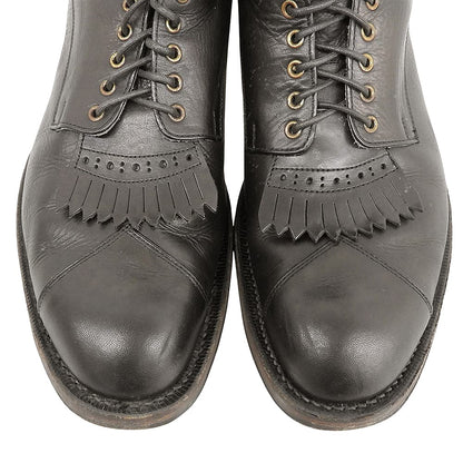 FOOT THE COACHER Fringe Lace-Up Boots Shoes Men's Black 8 1/2 Shoes